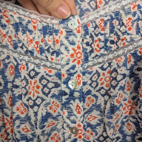 beachlunchlounge | Blue Floral Paisley Border Tunic Size Medium - Picture 4 of 8